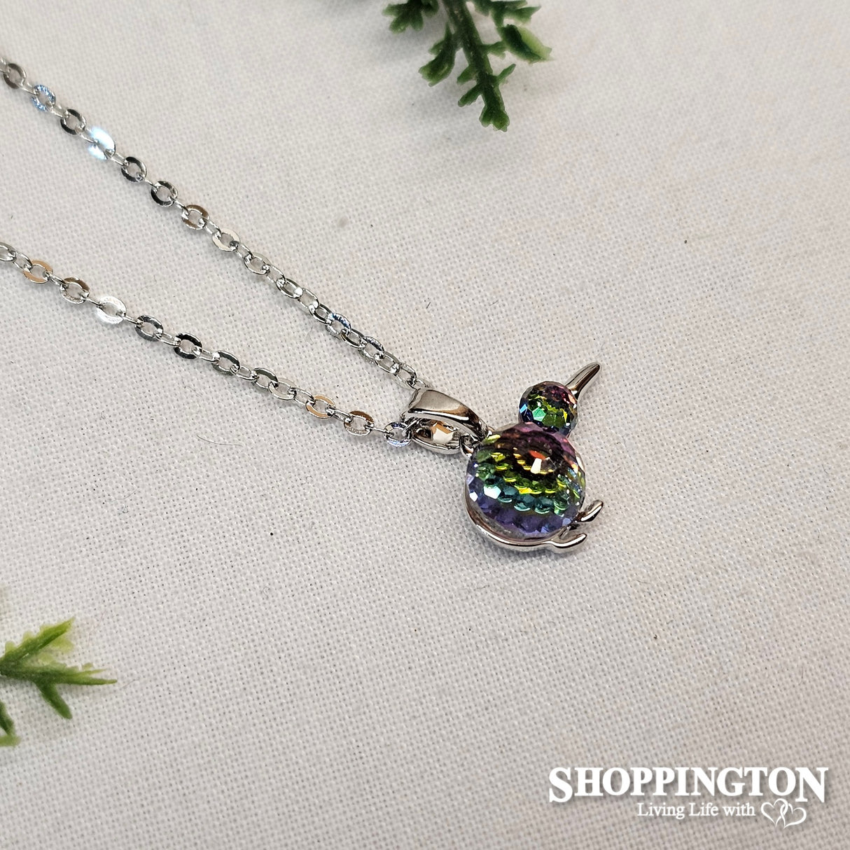 Necklace - Swarovski Crystal Kiwi / Rainbow
