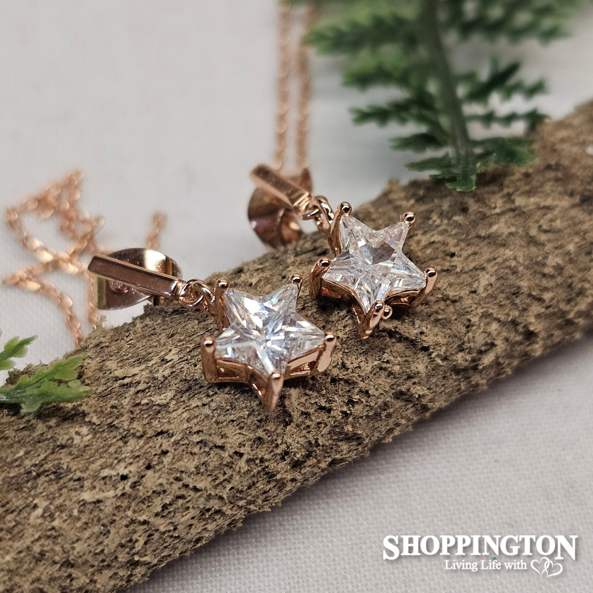 Earrings - Double Chain & Star