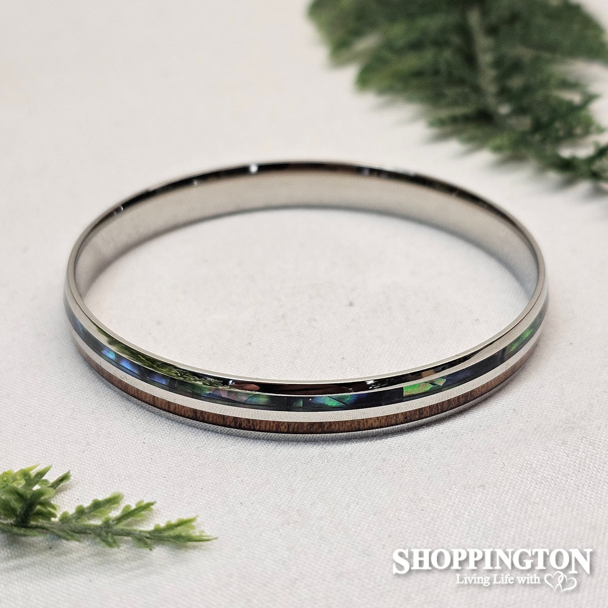 Bracelet - Paua & Wood Stainless Steel