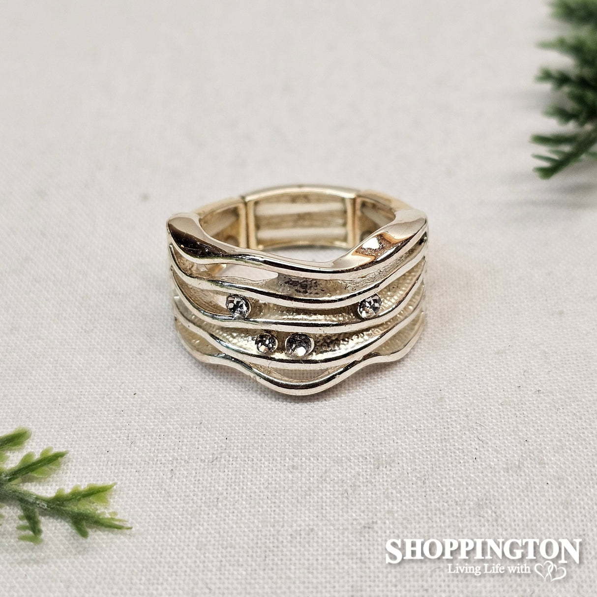 Ring - White & Silver Wave