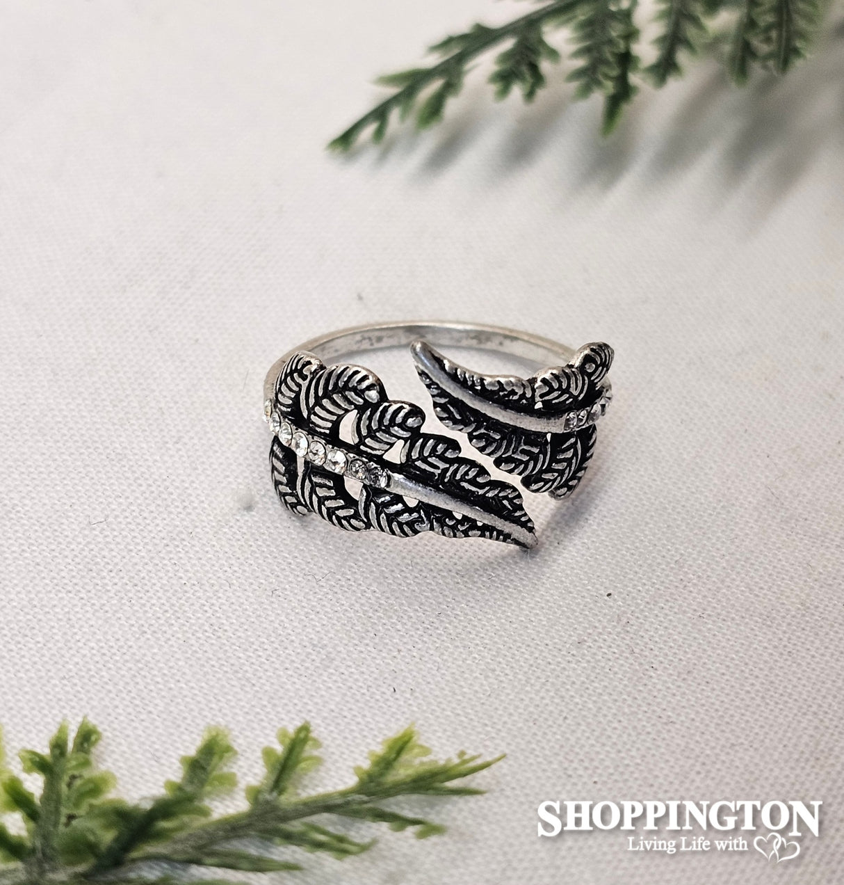 Ring - Ox-Silver Double Fern