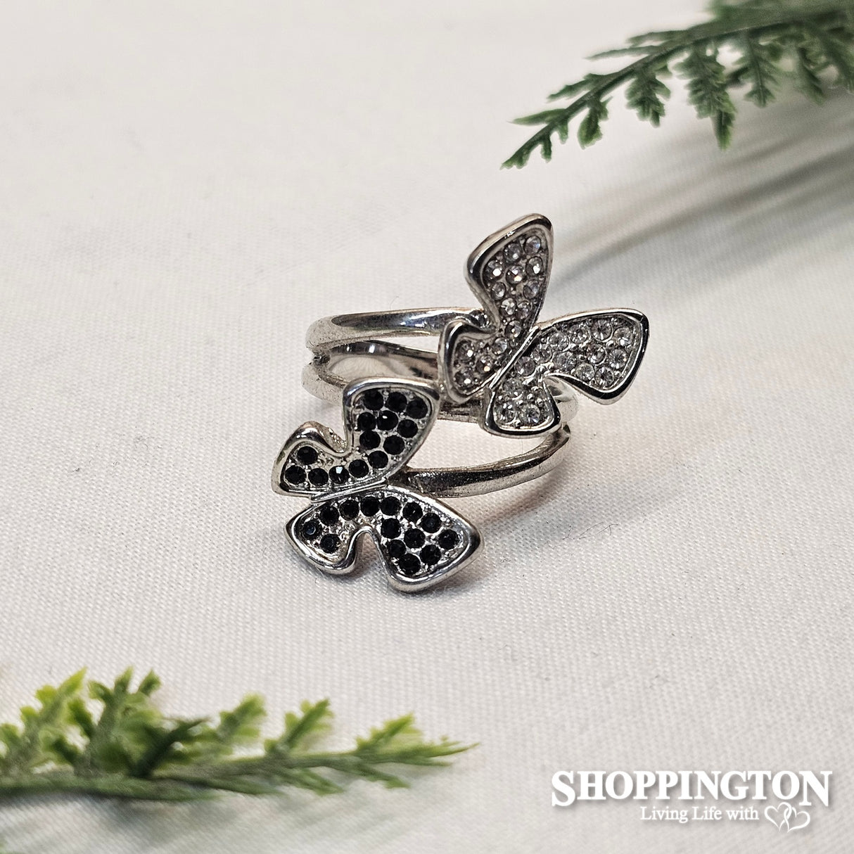 Ring - Black & Silver Butterfly