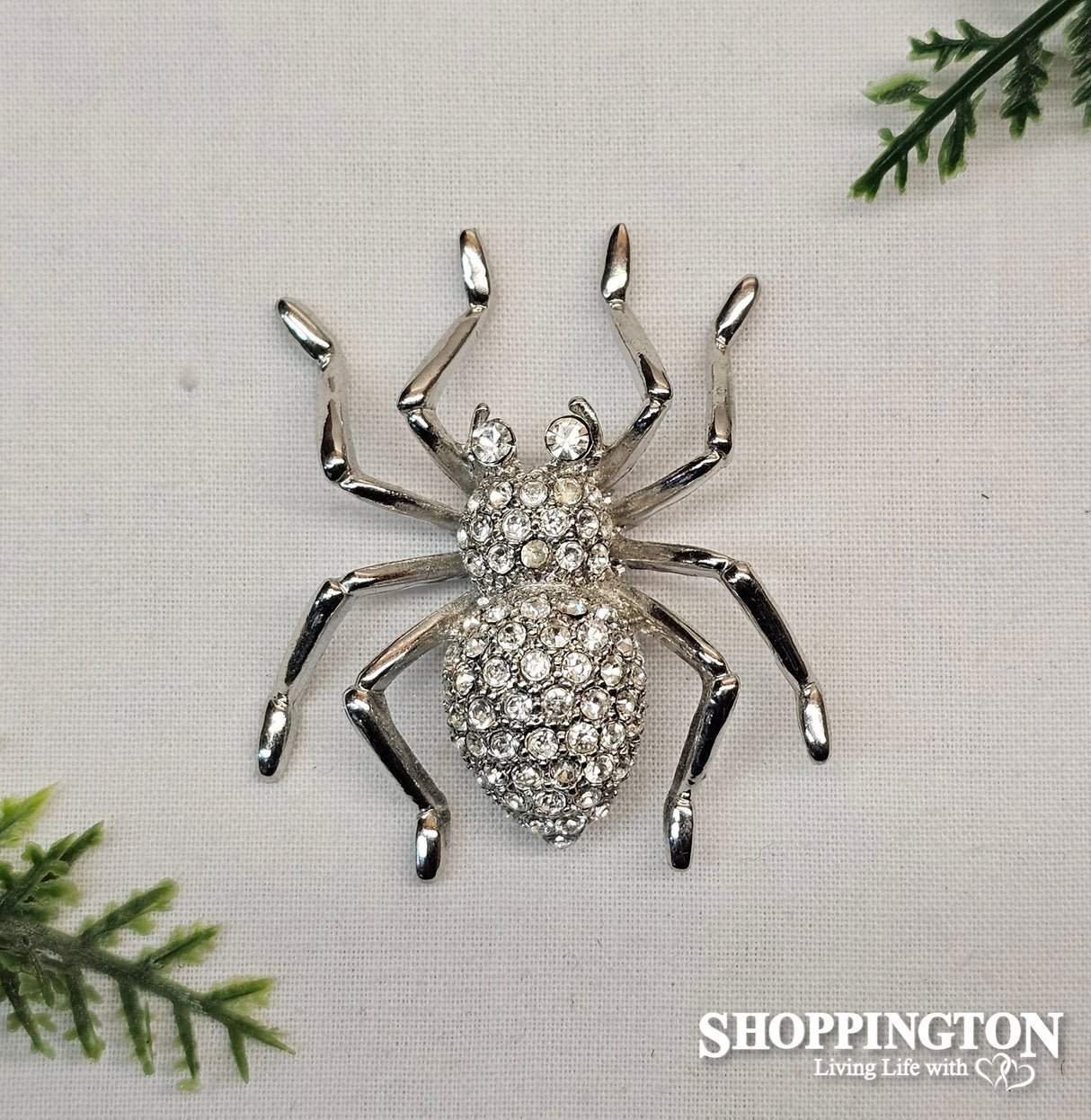 Brooch - Rhinestone Chip Spider