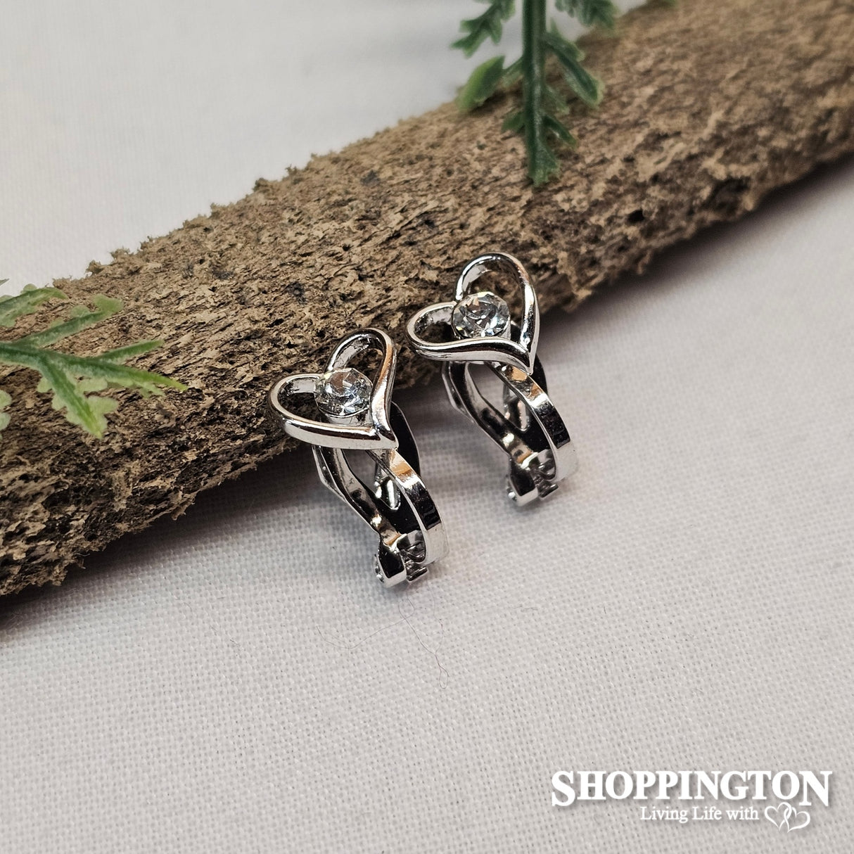 Earrings - Rhinestone Heart (clip-on)