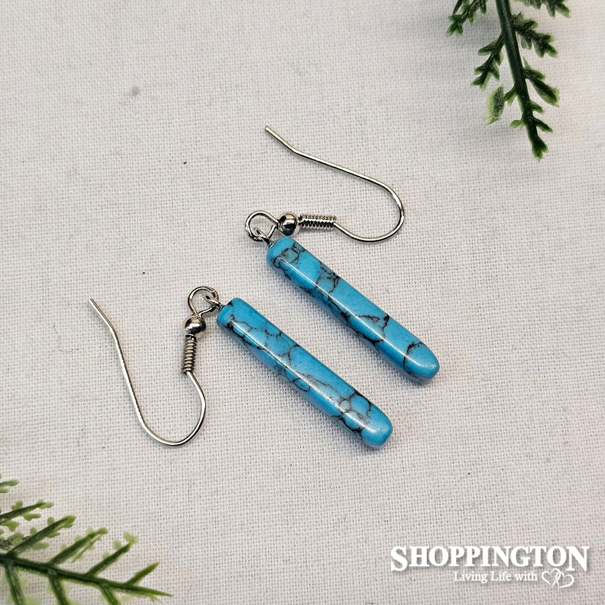 Turquoise Bar Gem Earrings