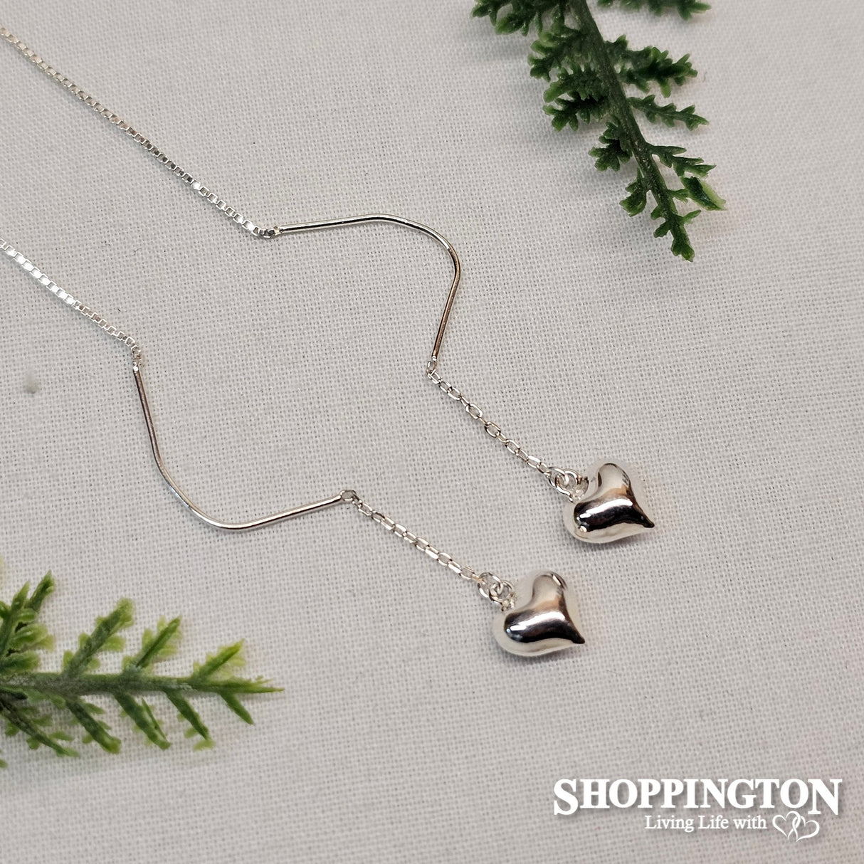 Earrings - Heart 925 Sterling Silver Chain