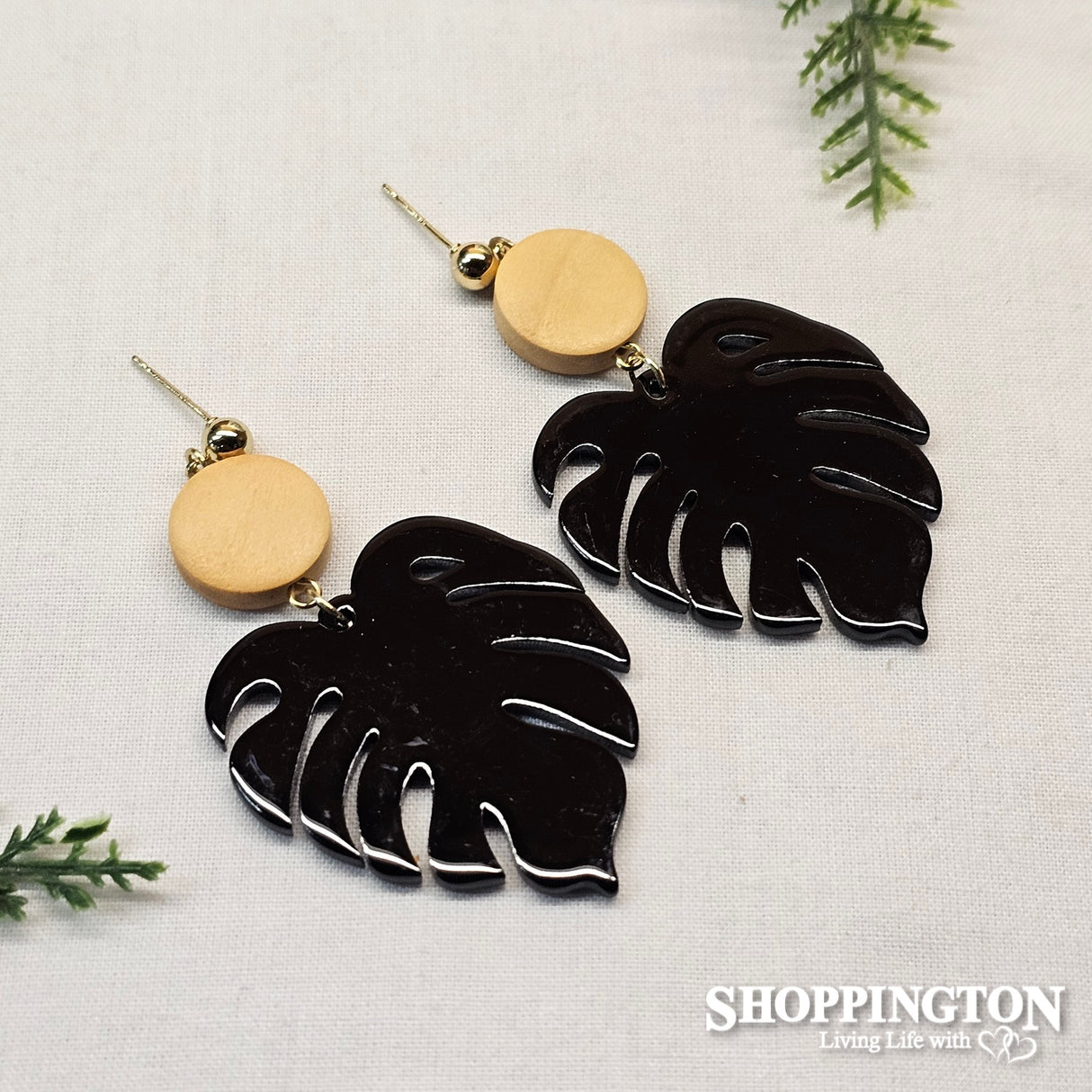 Earrings - KiKi Black Leaf