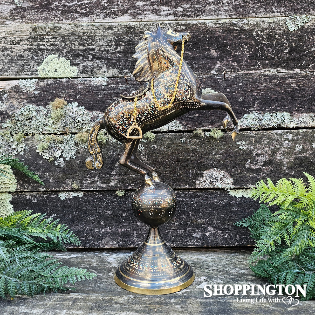 Brass Handcarfted Dancing Horse on Ball