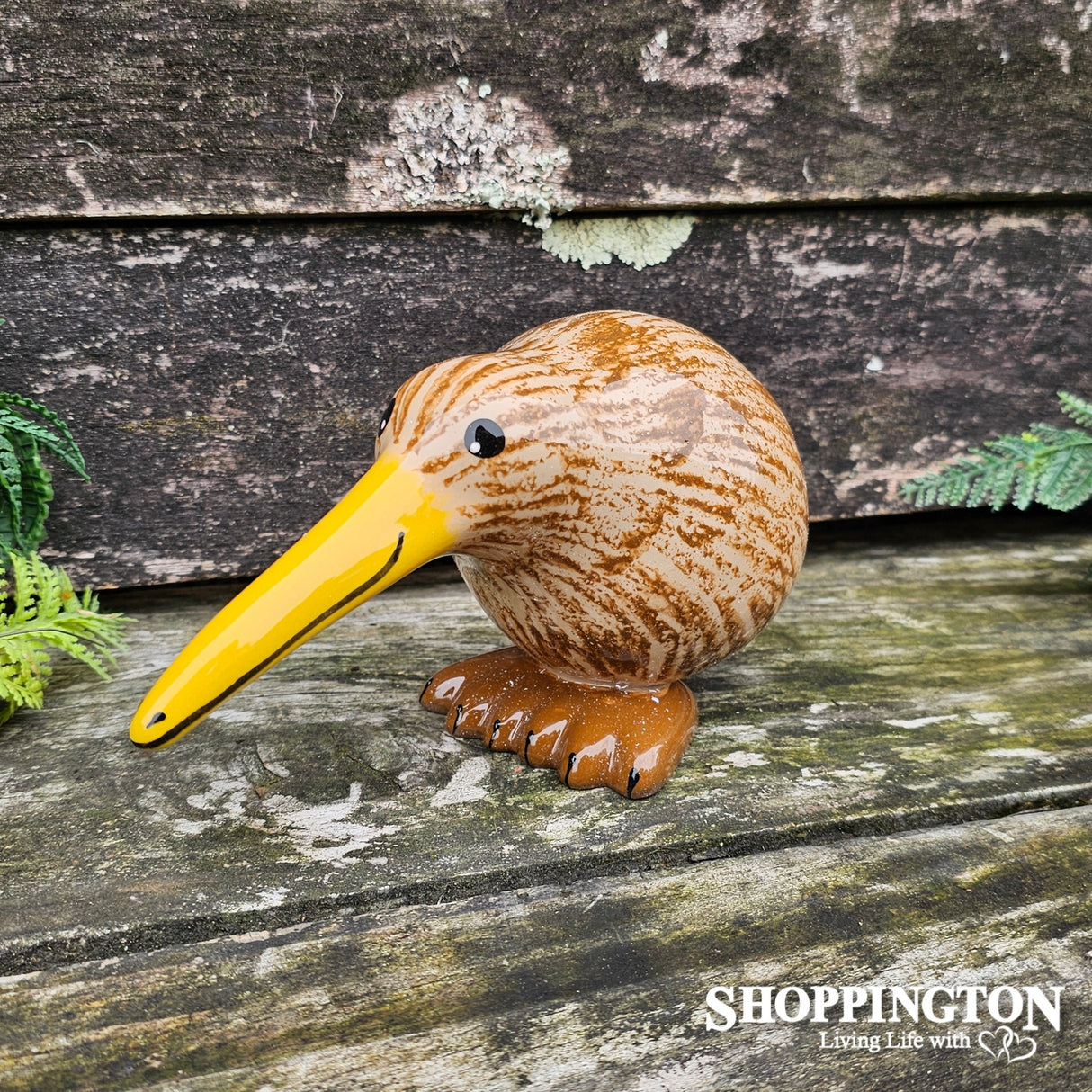 NZ Made Garden Ornament - Splashy Bird Art / Brown Kiwi