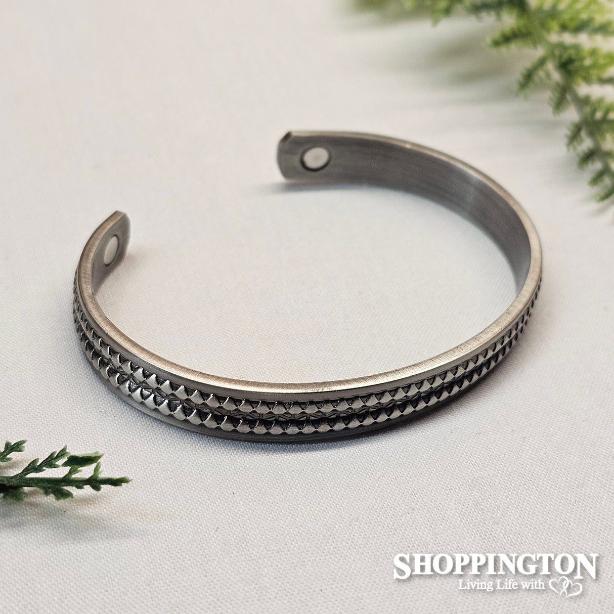 Copper Bracelet - Silver Diamond Stamp