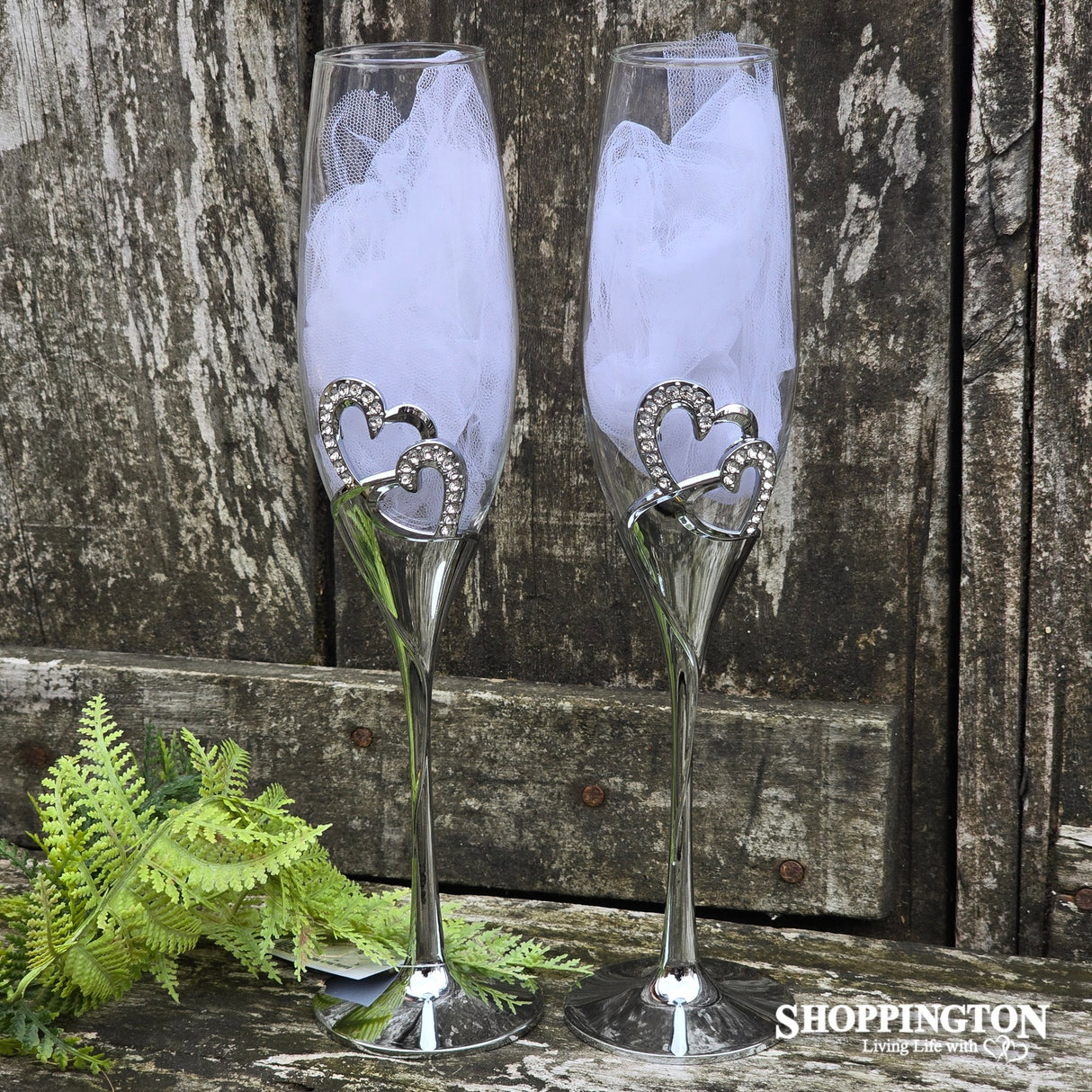 Binding Hearts Wedding Flutes - Wine Glasses
