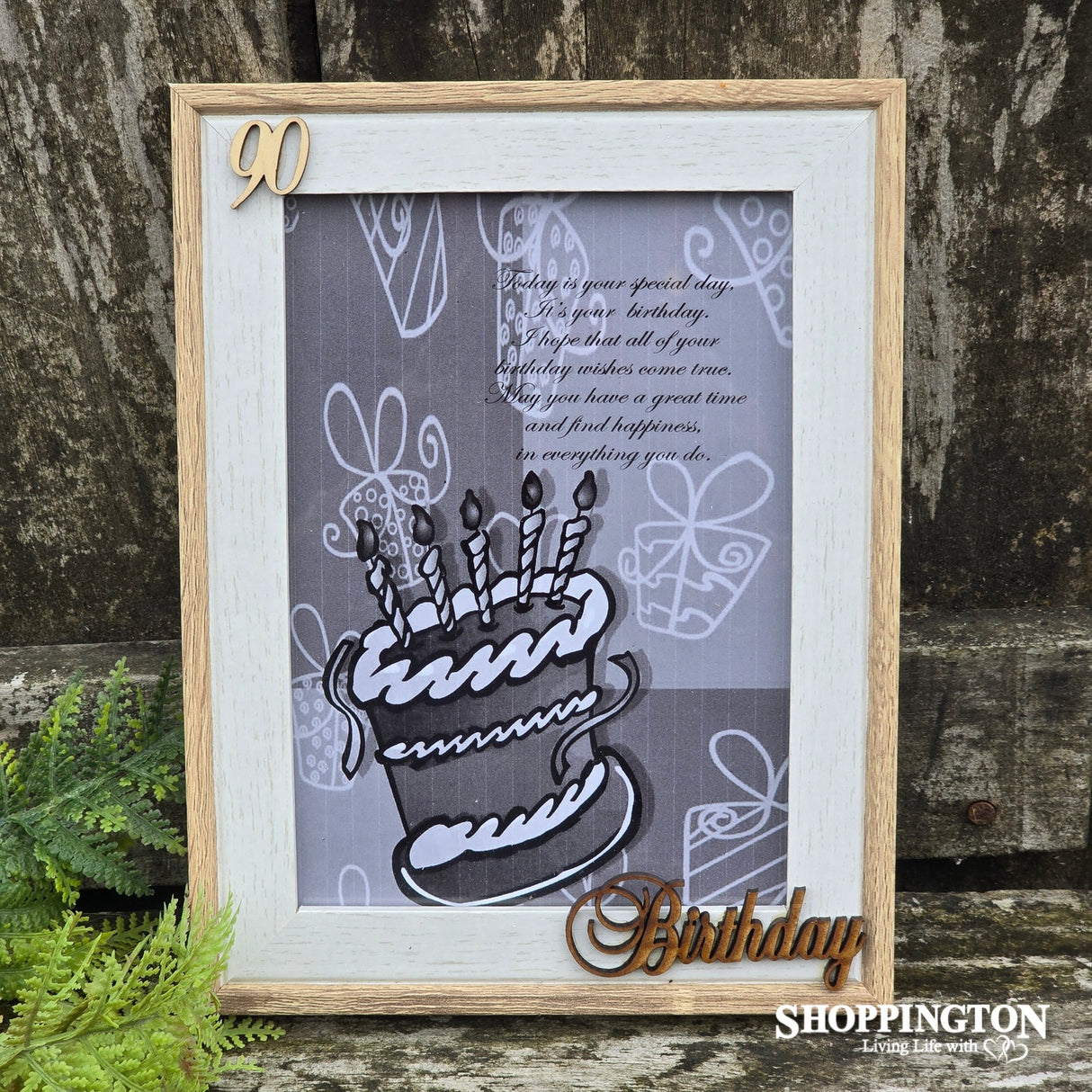 Designer Natural Wood Photo Frame 90 Birthday