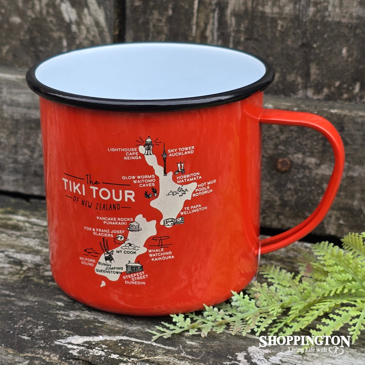 Moana Road Enamel Cups - Tiki Tour NZ Red Sml