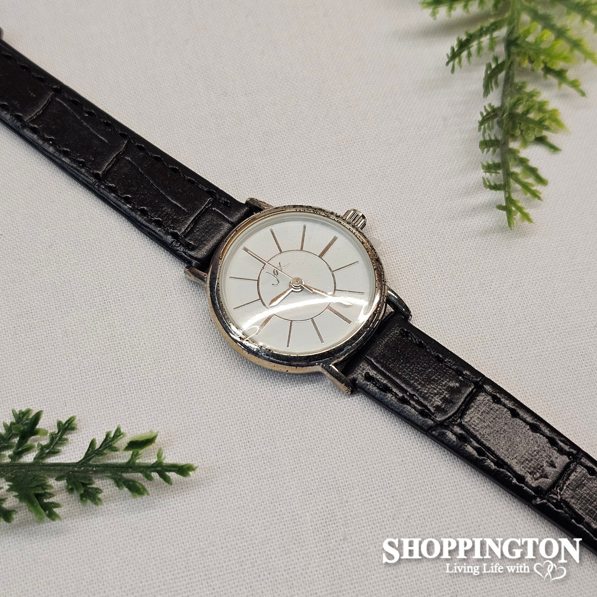 Watch - Silver w Black Croc Strap