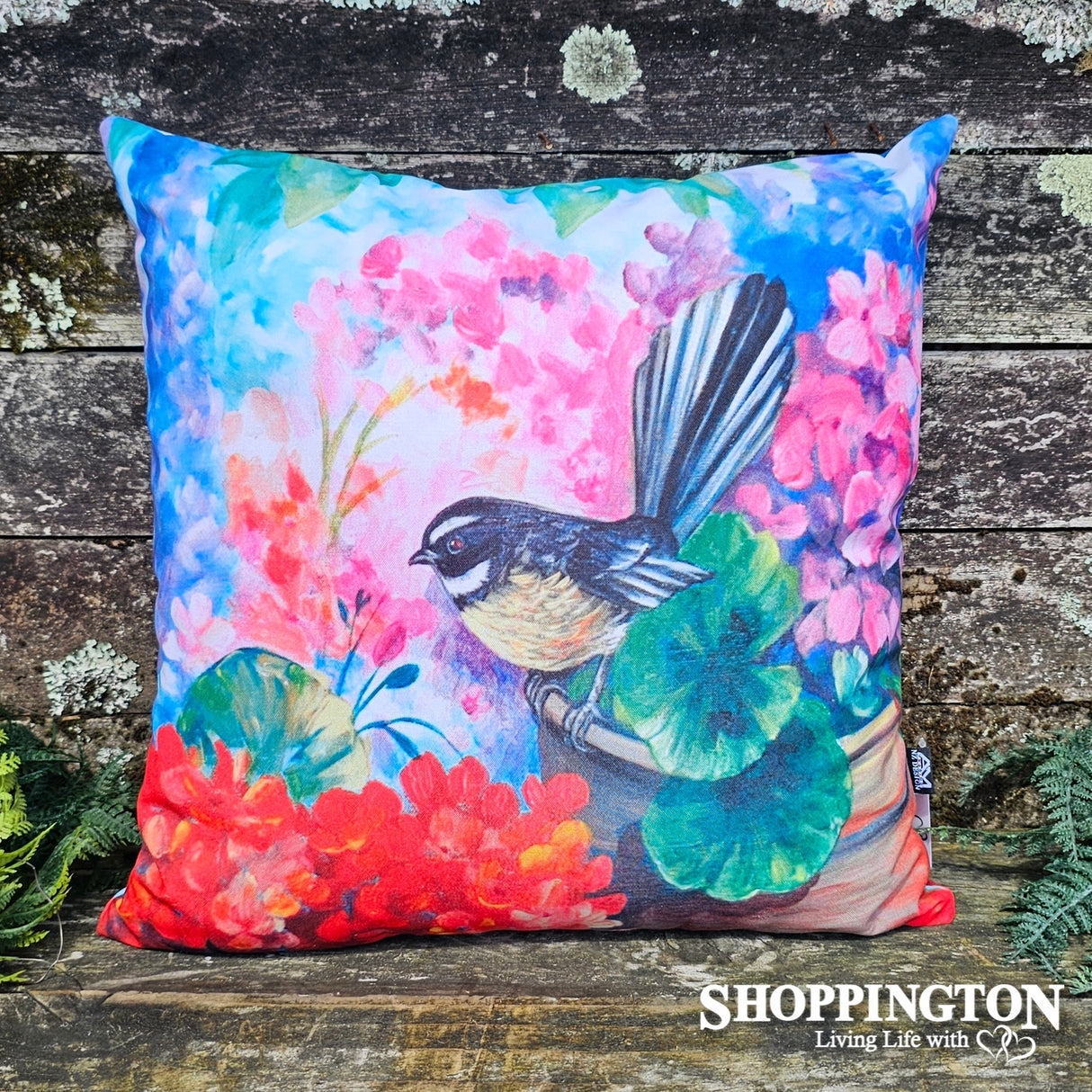 Cushion - NZ Print - Peony Fantail - Irina Velman