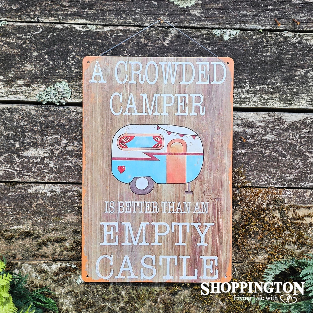 Tin Novelty Sign - A Crowded Camper