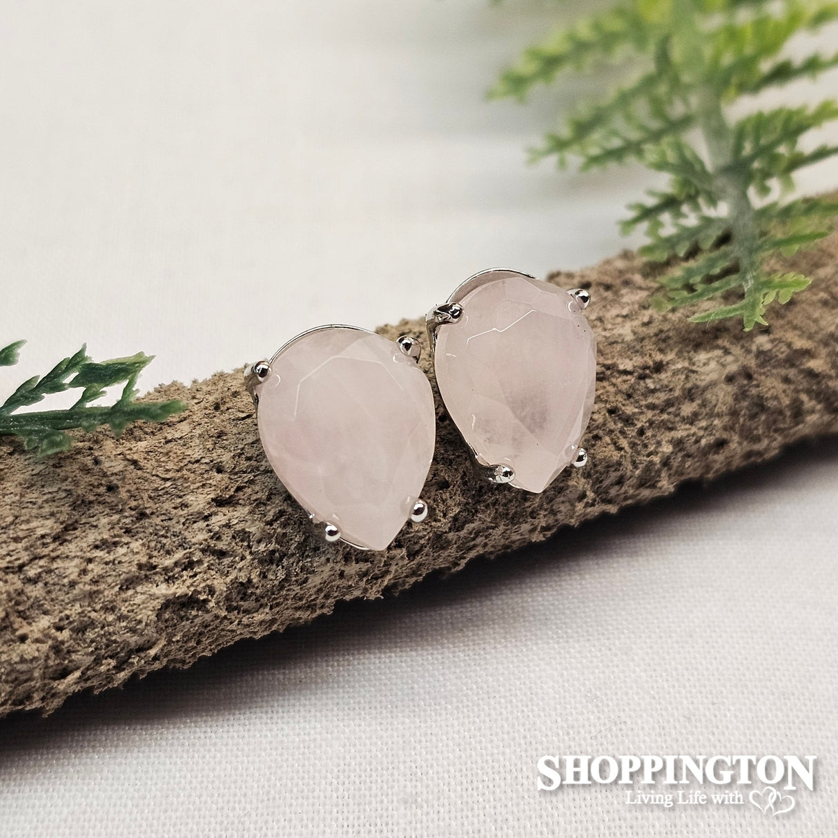 Earrings - Rose Quartz Tear Drop Studs