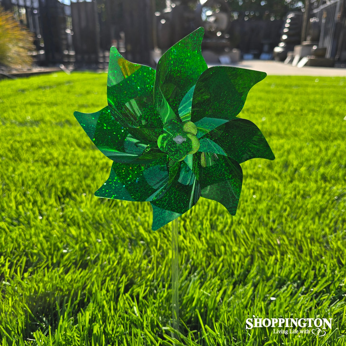 Wind Spinner - Green Sparkle Pinwheel 20cm