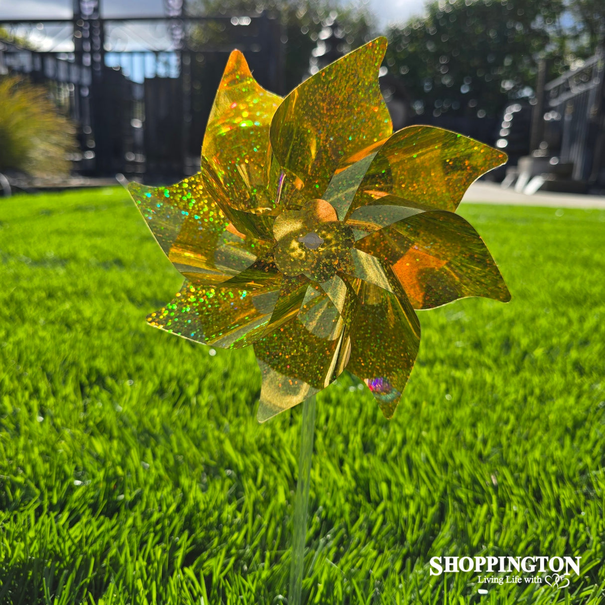 Wind Spinner - Gold Sparkle Pinwheel 20cm
