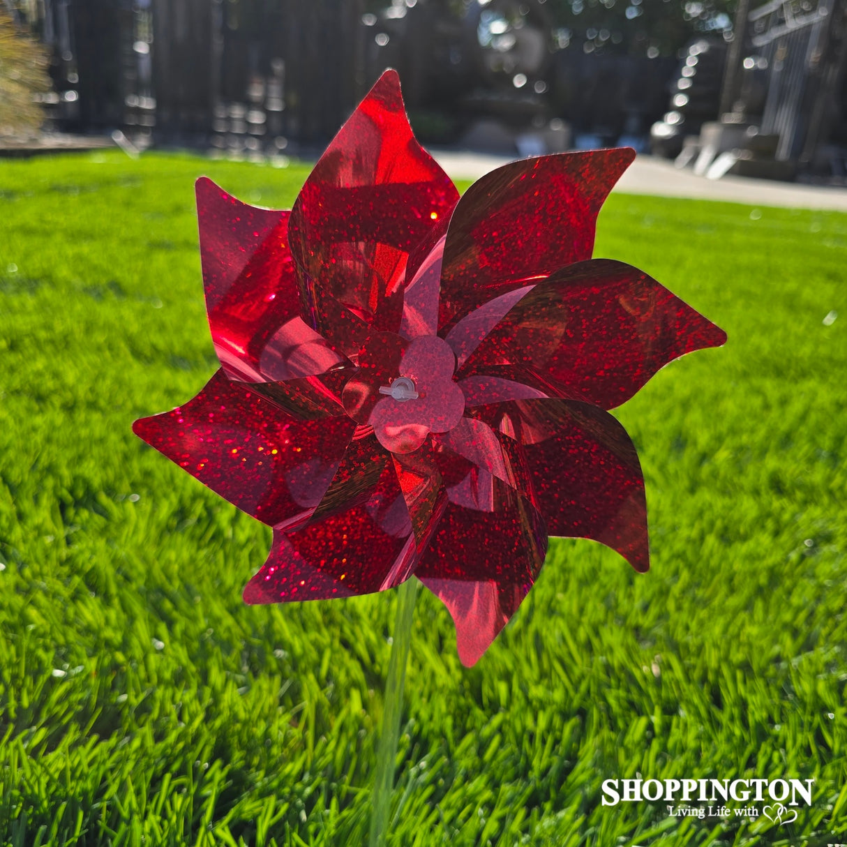 Wind Spinner - Red Sparkle Pinwheel 20cm