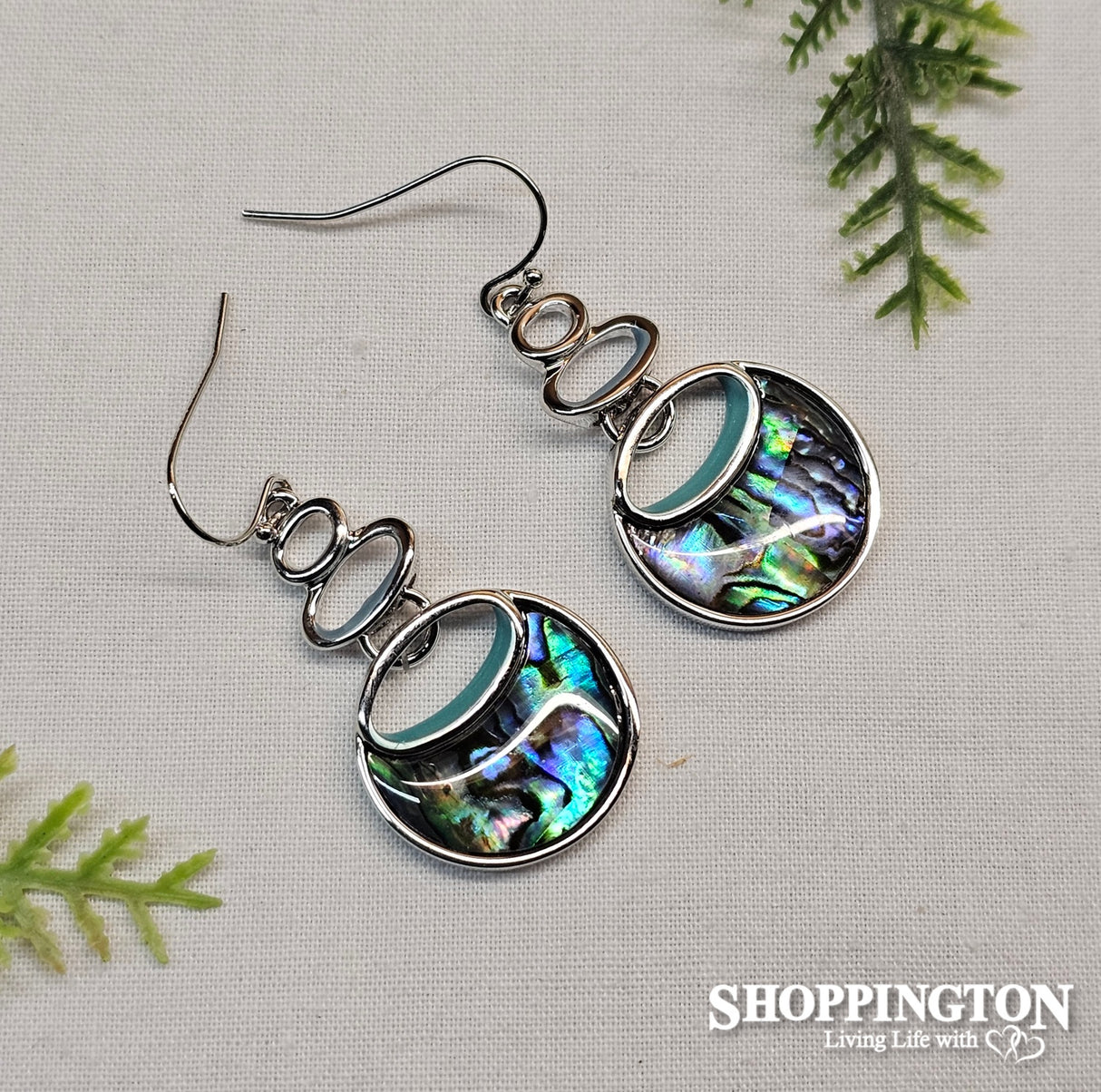 Earrings - Paua Wave Drop Circle