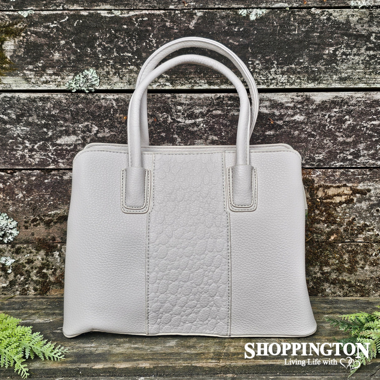 Handbag - Pebble Embossed Centre - Cream