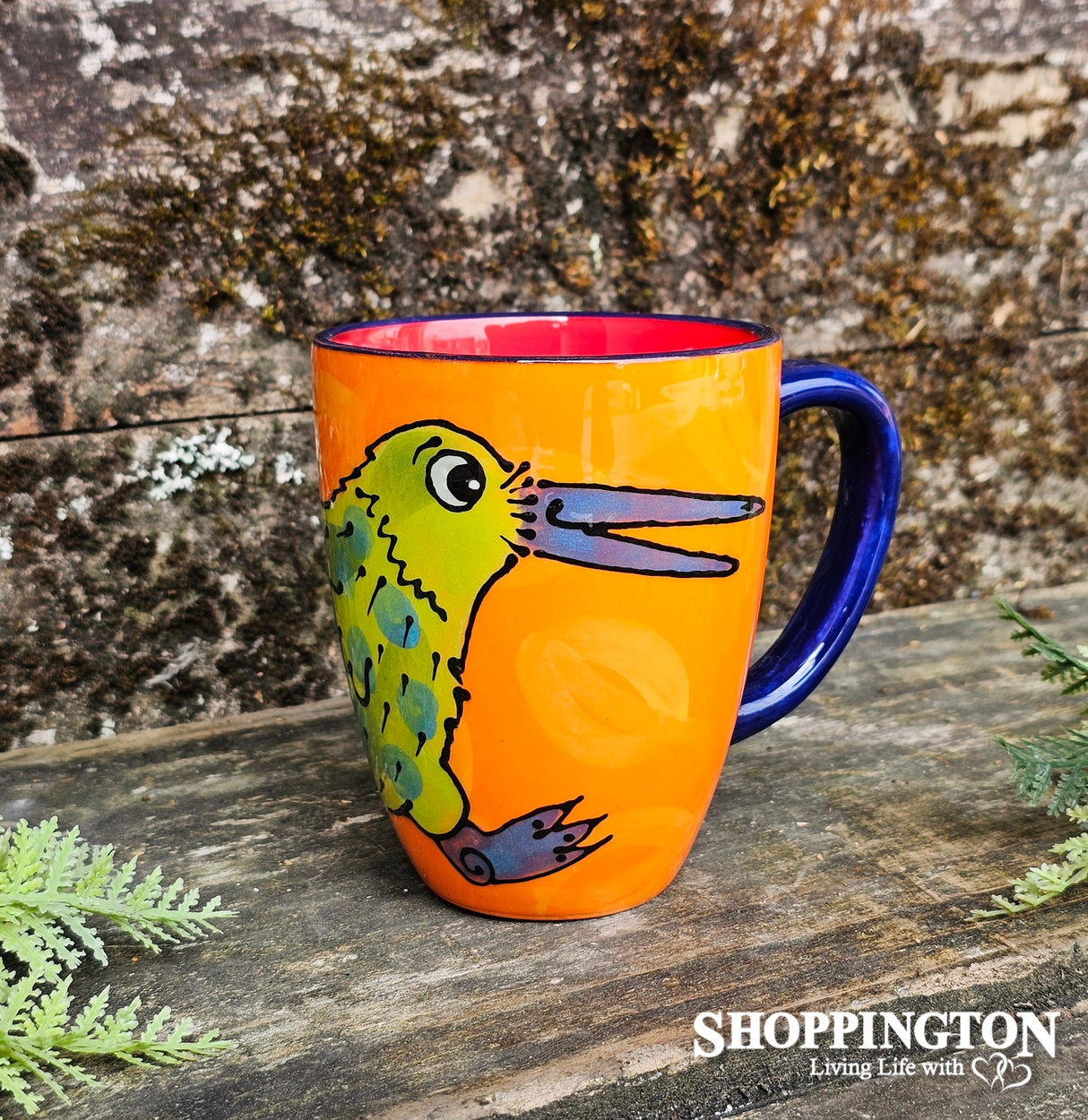 NZ Made Hand Painted - Orange/Red Kiwi Blokes Mug
