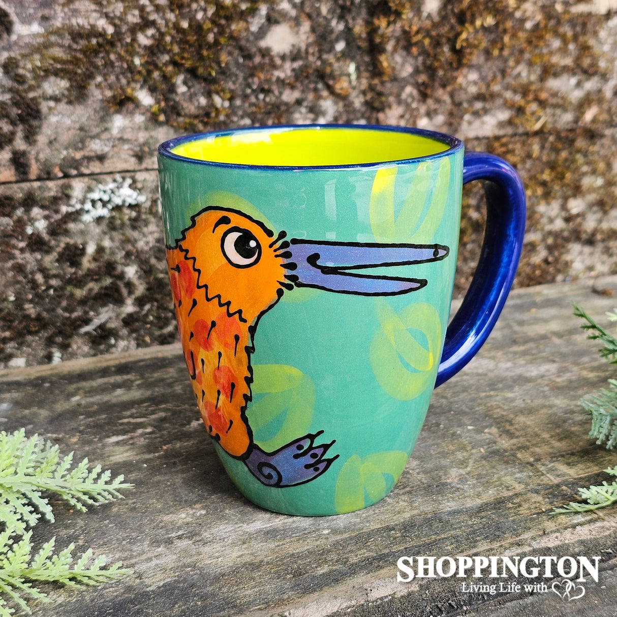 NZ Made Hand Painted - Green/Lime Kiwi Blokes Mug