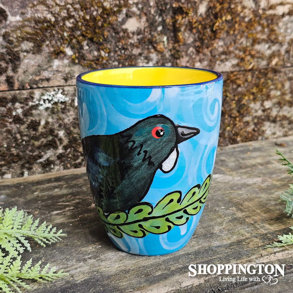 NZ Made Hand Painted - Blue/Yellow Tui Blokes Mug