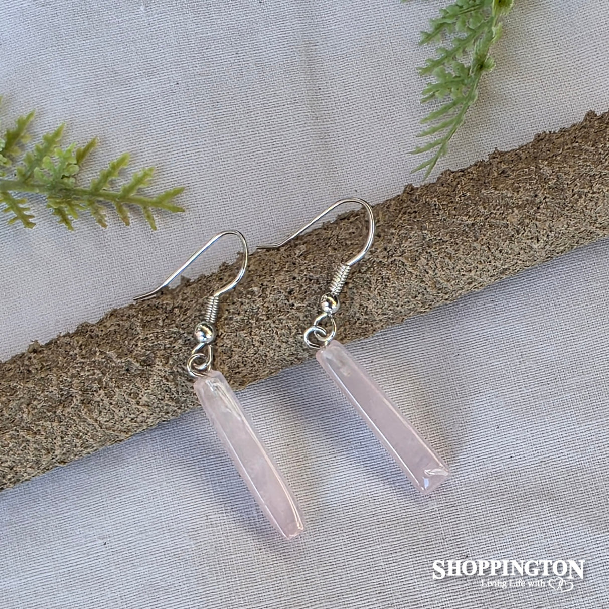 Gemstone Earrings - Rose Quartz Bar