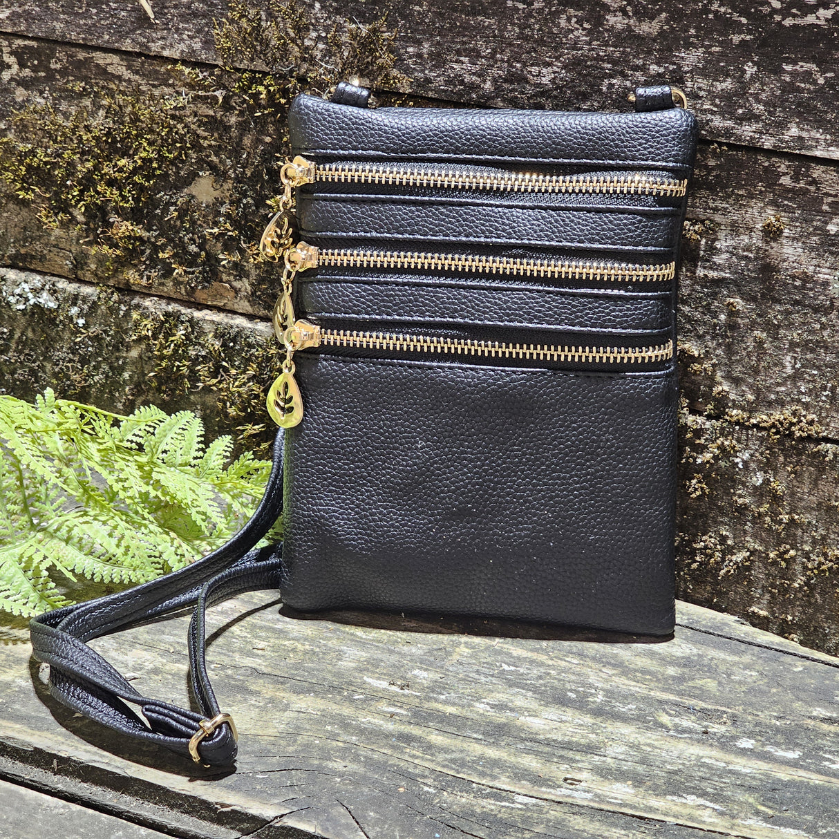 Crossbody Bag - 3 Zip Black