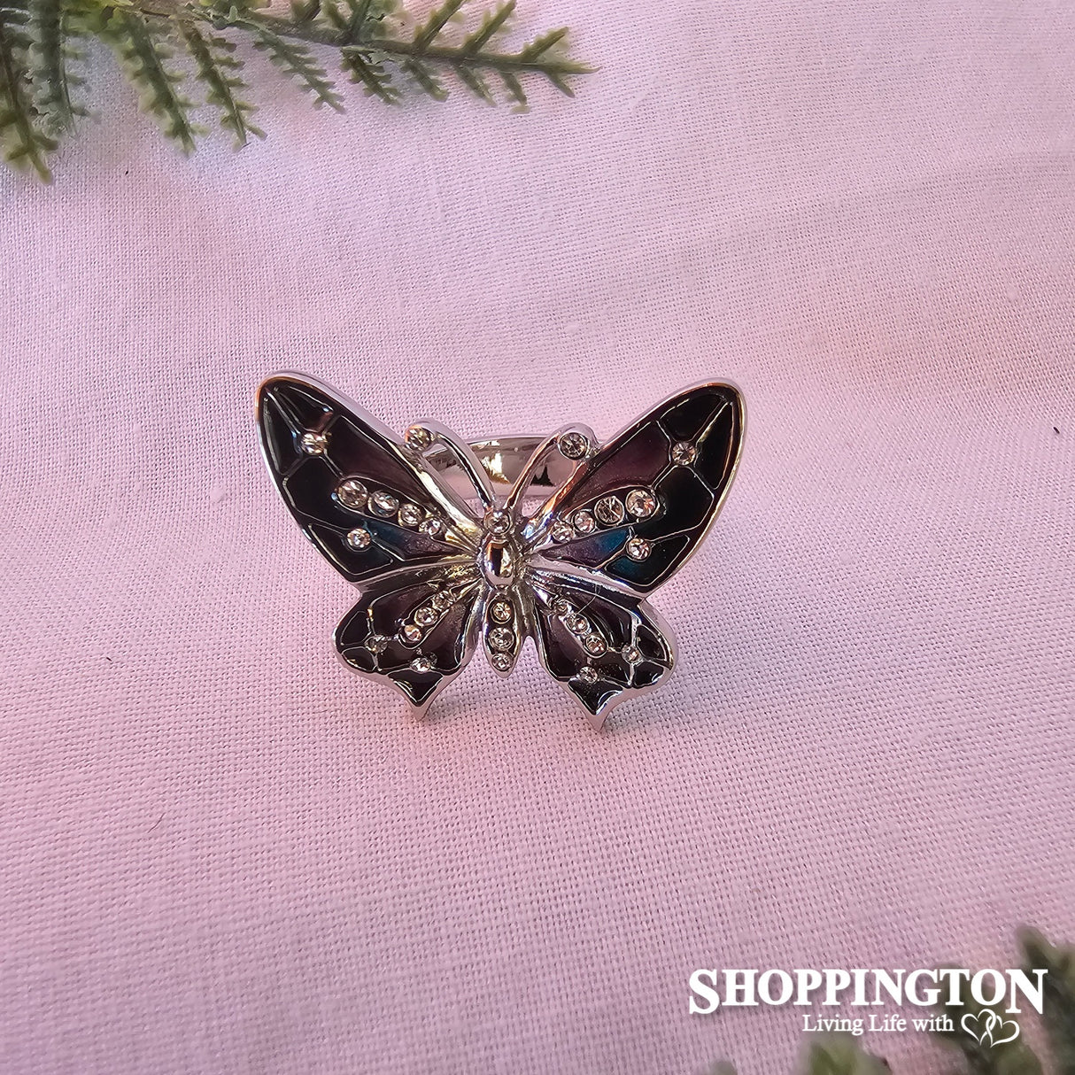 Ring - Stainless Steel Purple Butterfly