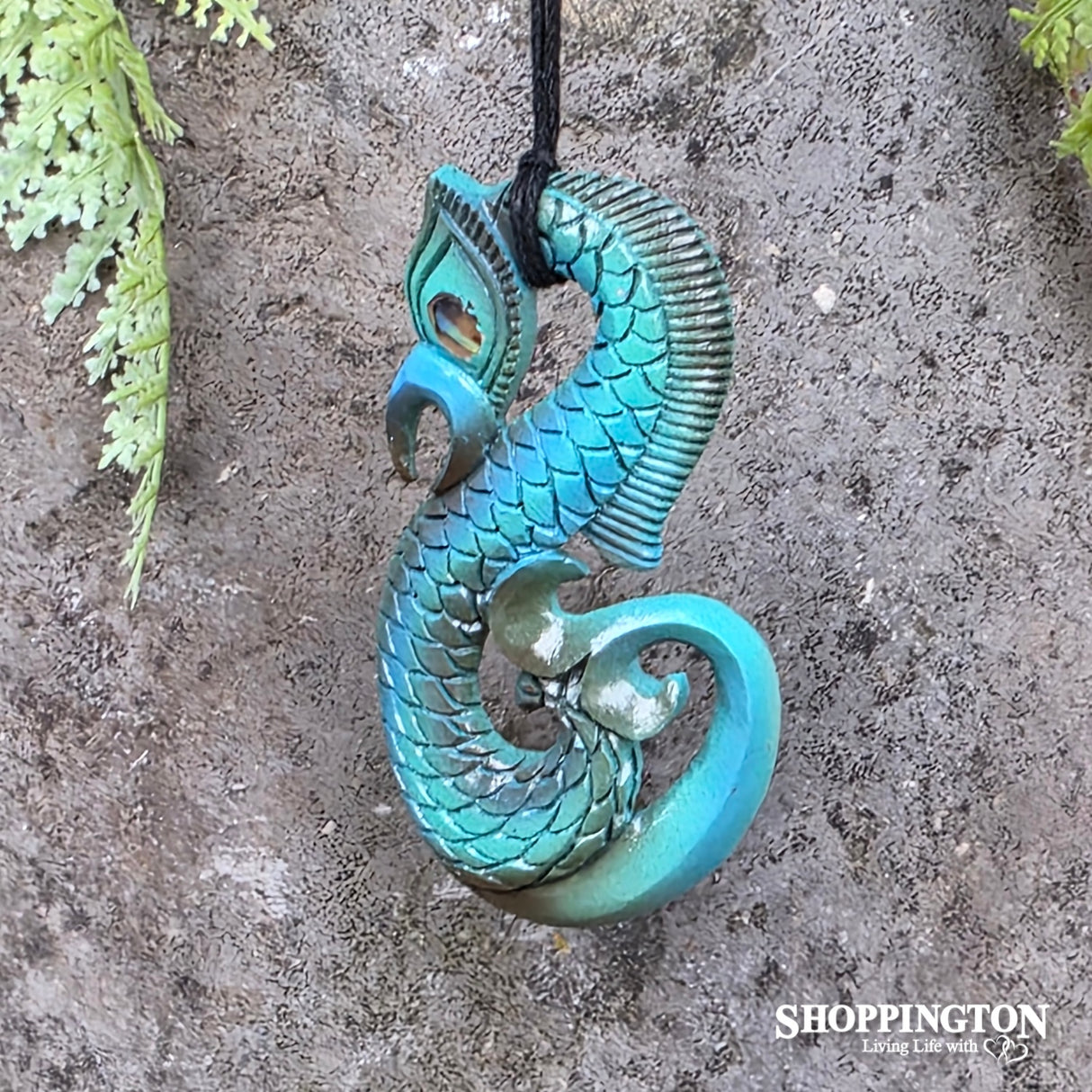 Bone & Paua Carved Manaia - Painted