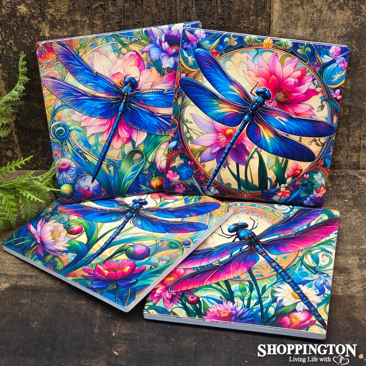 Coasters - Ceramic Dragonfly Set of 4