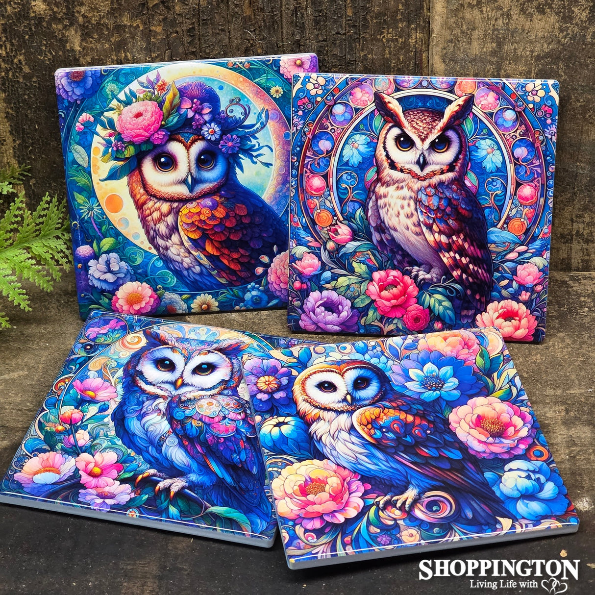 Coasters - Ceramic Owl Set of 4