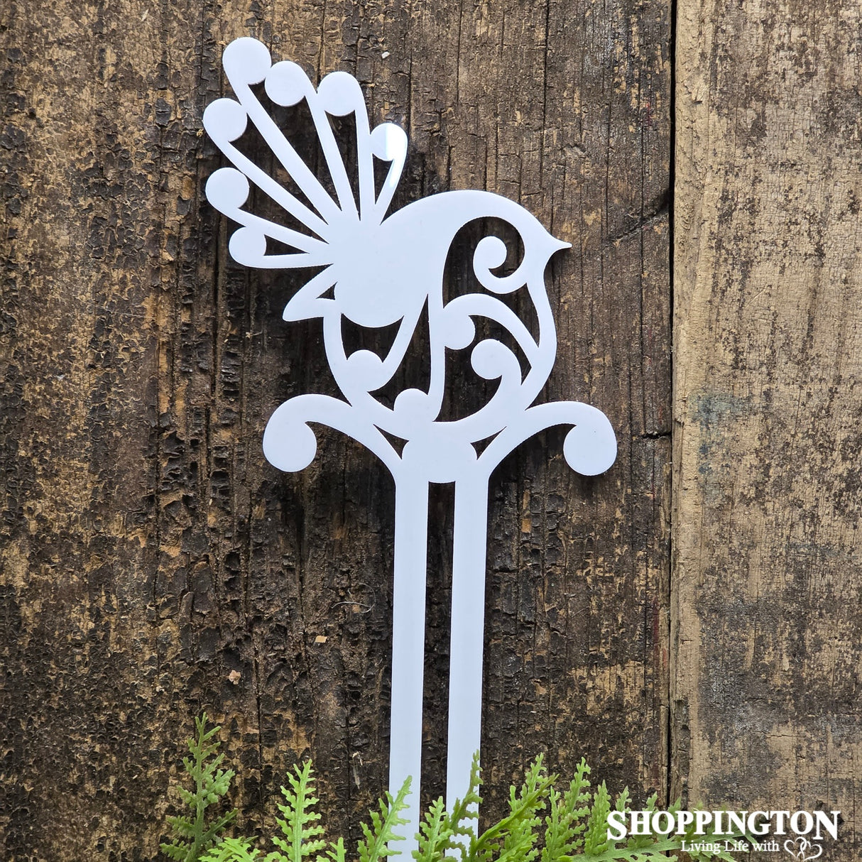 Acrylic Garden Stake - White Fantail