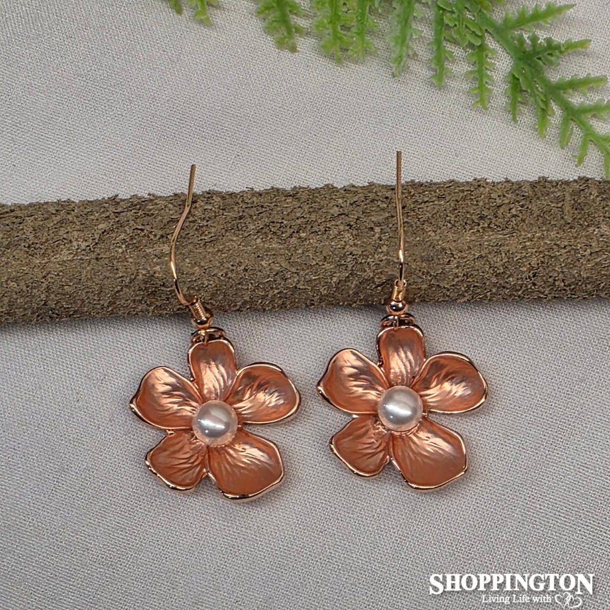 Earrings - Rose Gold Pearl Flower