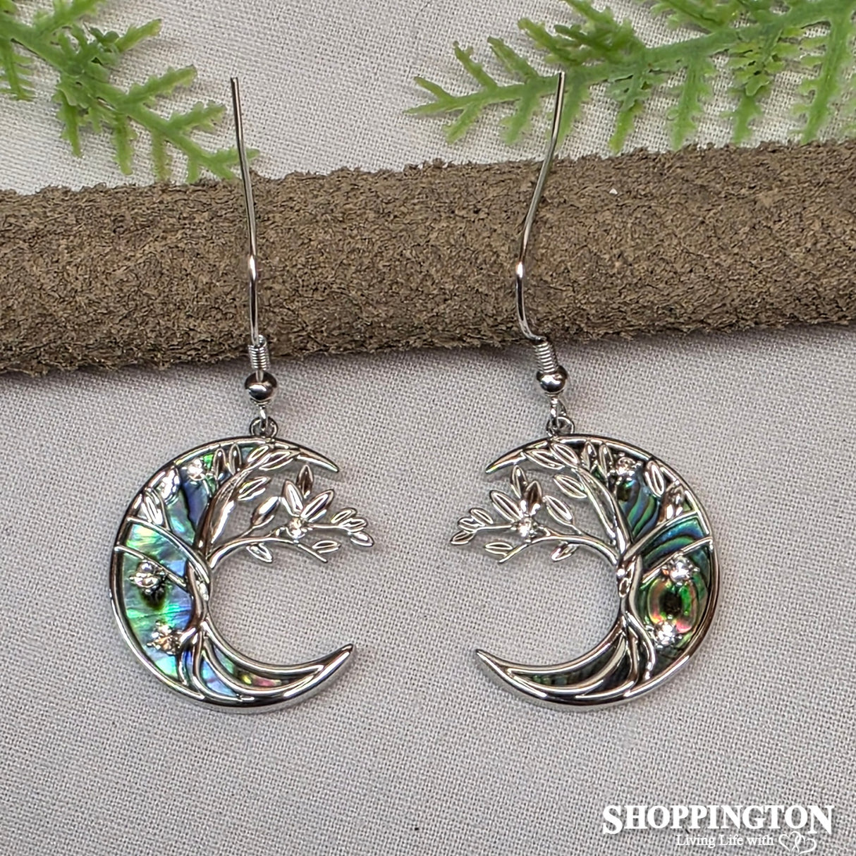 Earrings - Paua Moon Tree