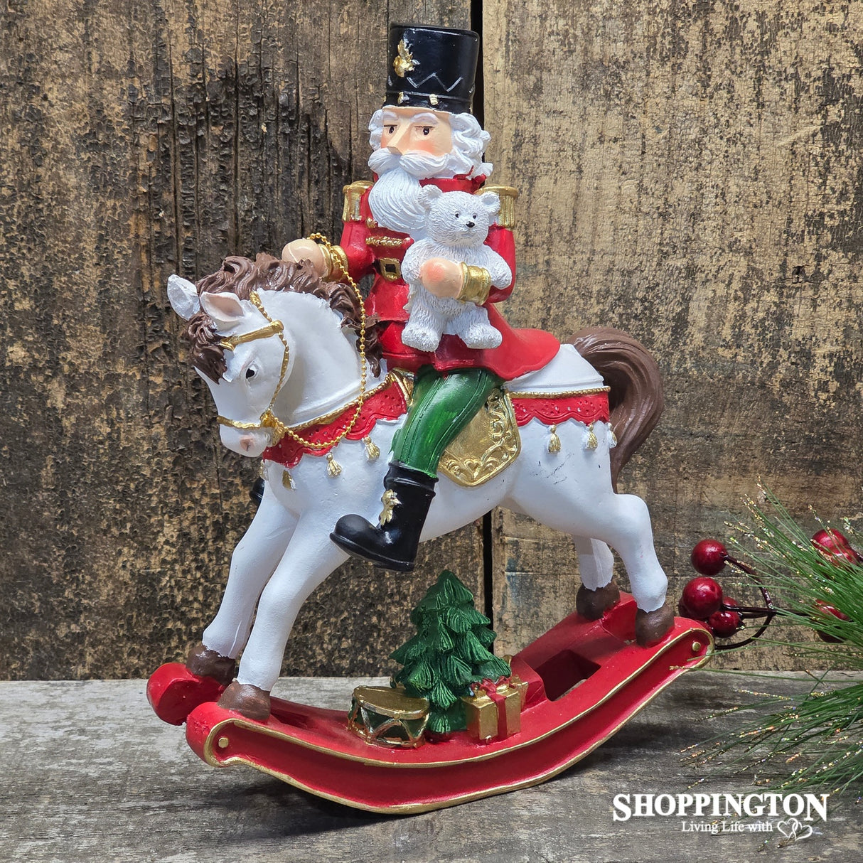 Traditional Rocking Horse with Nutcracker