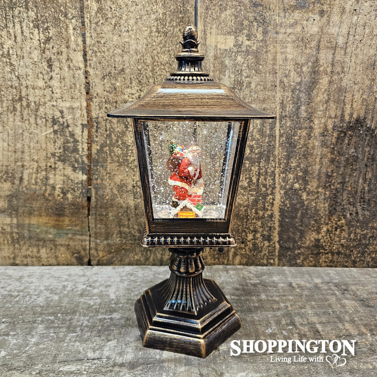 Standing Snow Globe Lantern - Santa with Xmas Sack