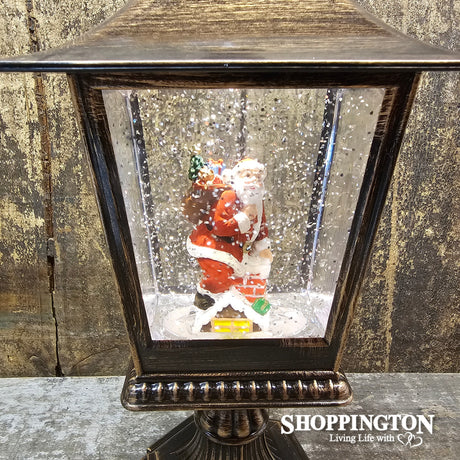 Standing Snow Globe Lantern - Santa with Xmas Sack