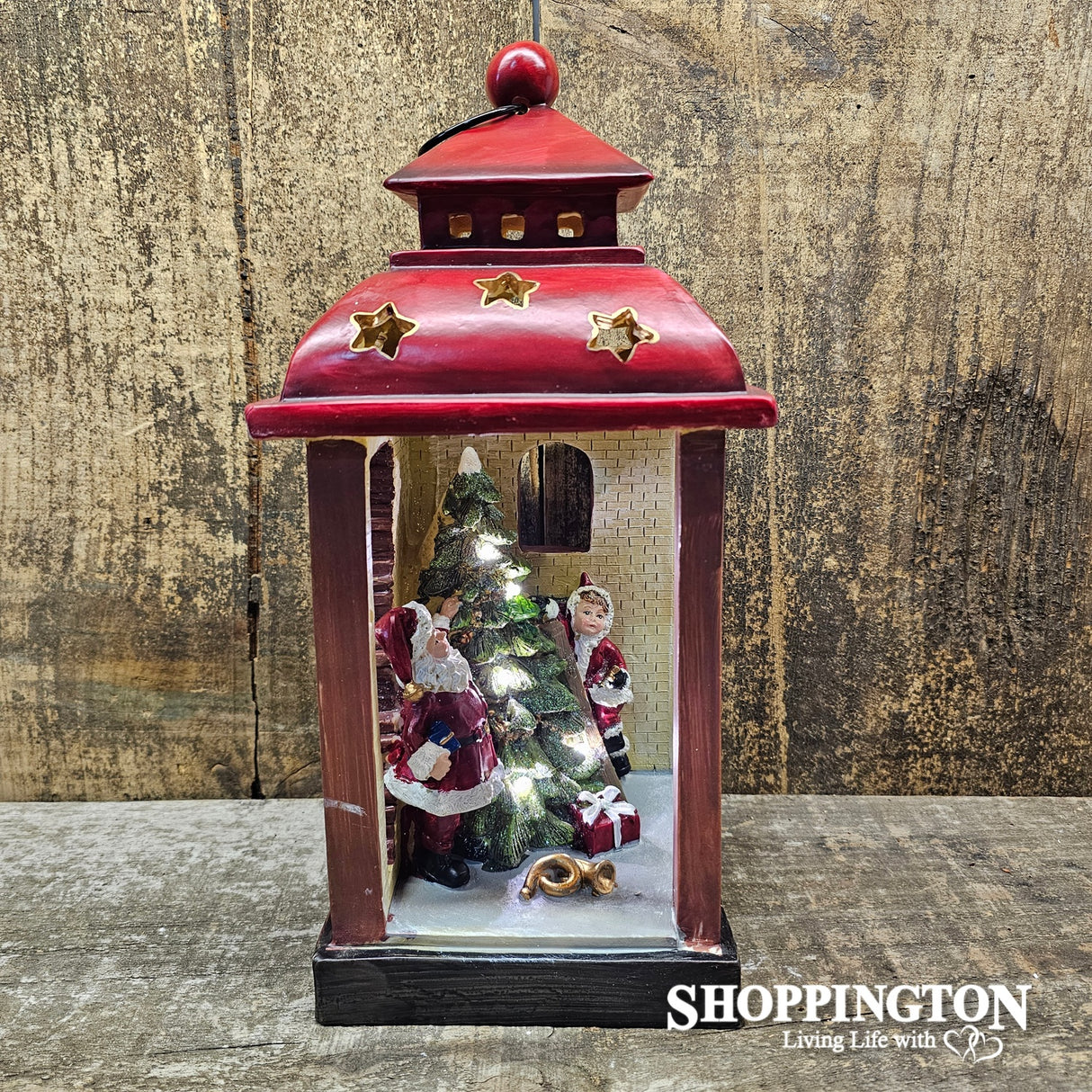 Snow Globe Lantern - Santa/Child & Tree