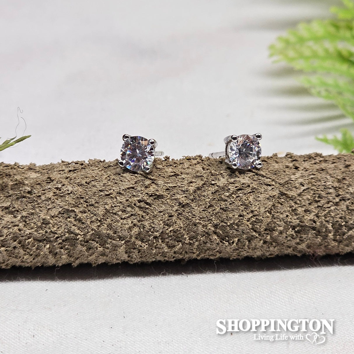 Earrings - Silver Plated Diamante Stud 5mm