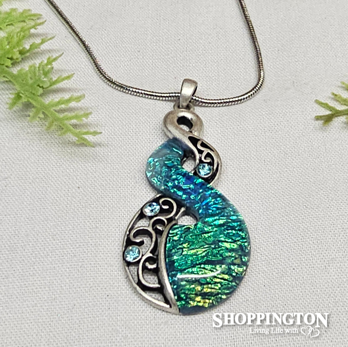 Necklace - Blue Twist Rhodium Pendant