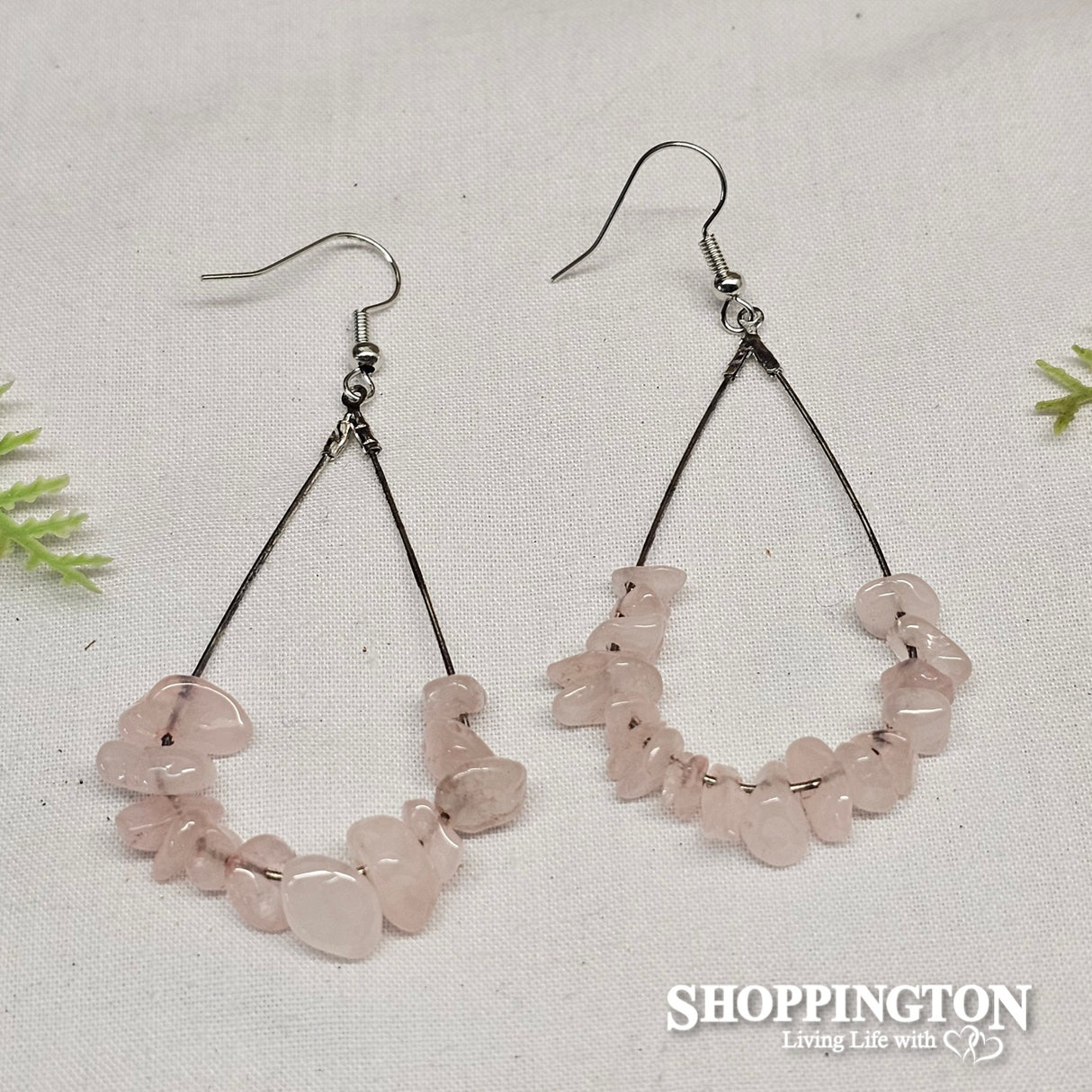 Earrings - Rose Quartz Hoop