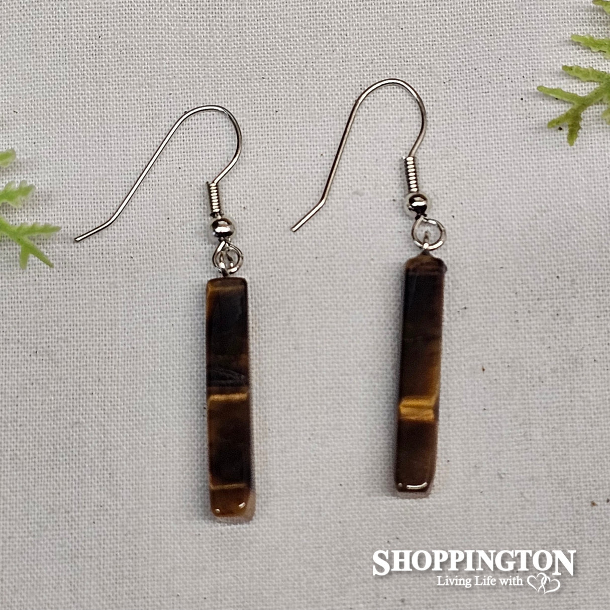 Tigers Eye Bar Gemstone Earrings