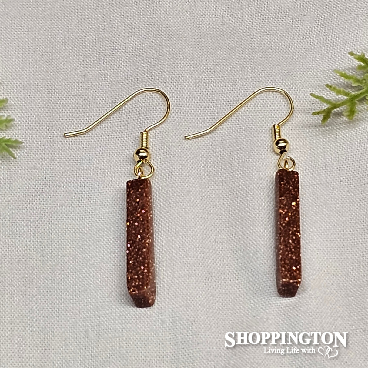 Gold Sand Stone Earrings