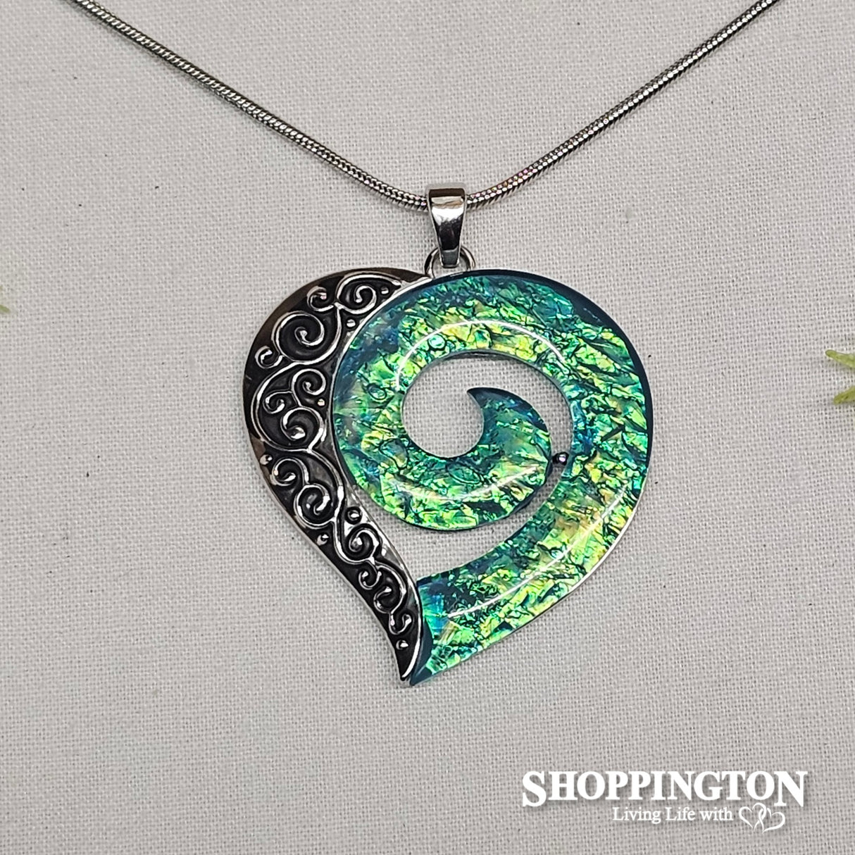 Necklace - Blue Koru Heart