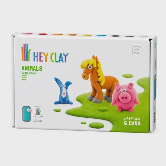 Hey Clay - 6 Can Sets - Animals Piggy, Horse & Rabbit