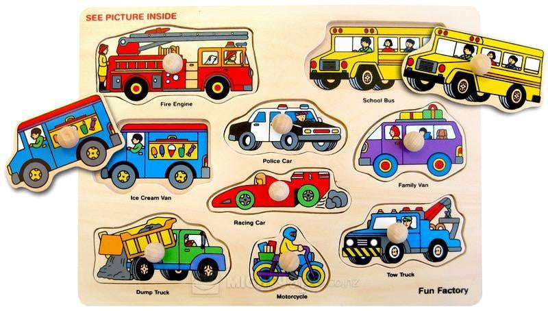 Wooden Puzzle / Vehicles with knobs